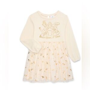 Disney Princess Girls Mixed Media Dress with Long Sleeves